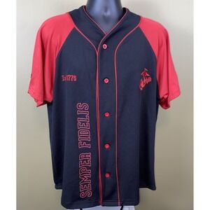 Sgt Grit Marines Baseball Style Jersey Mens L USMC SEMPER FIDELIS Red & Black